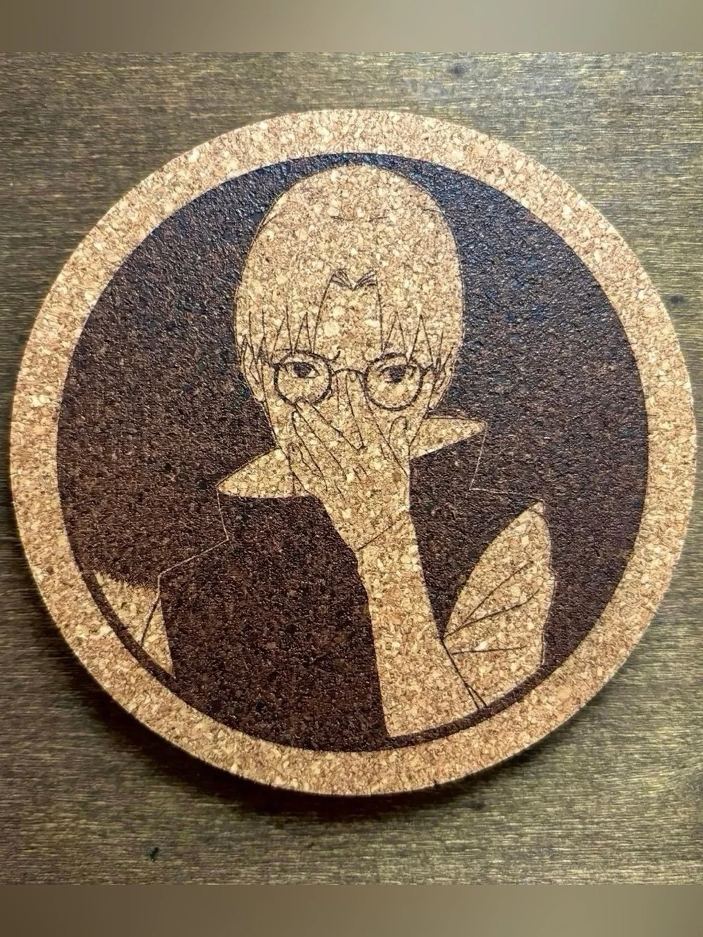 Naruto Kabuto Laser Engraved Cork Coasters Lot of 4
